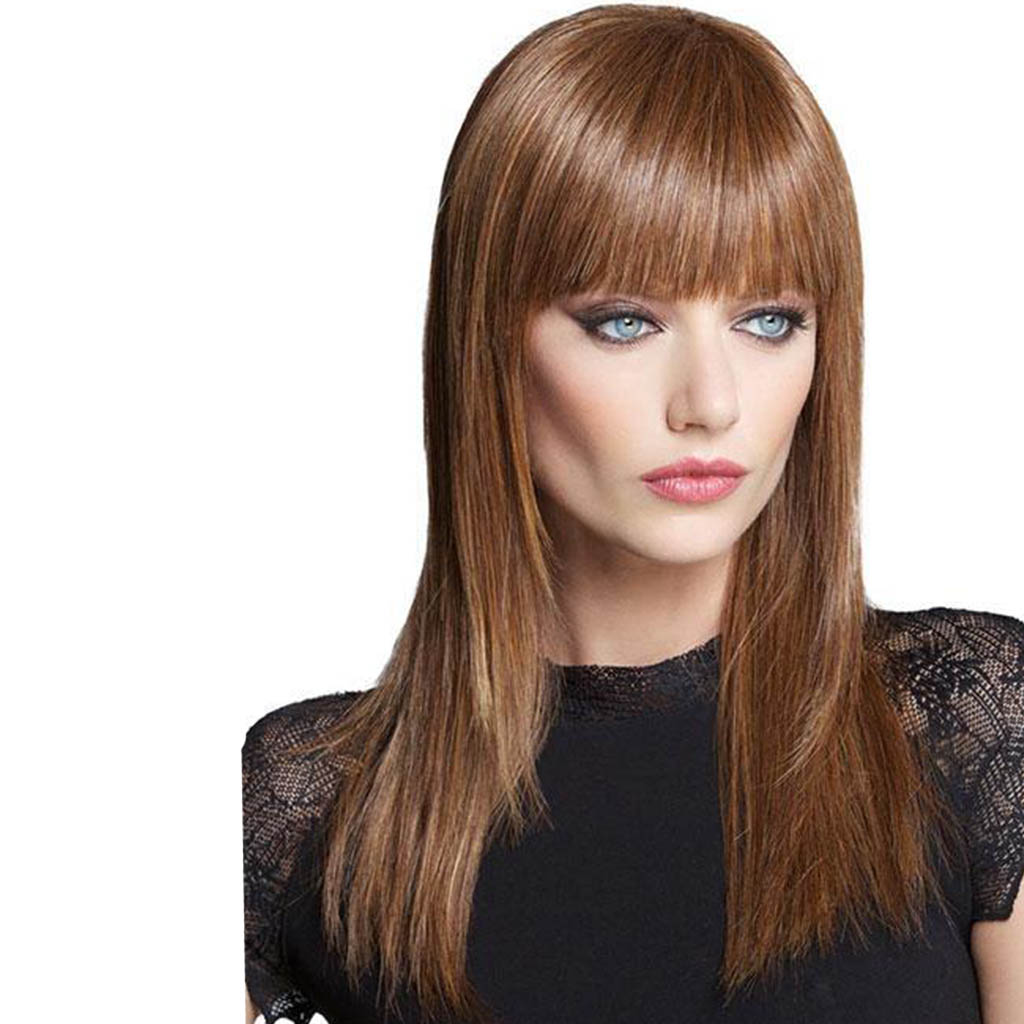 hairstyles oman with straight, polished hair, showcasing a professional and sophisticated look.
