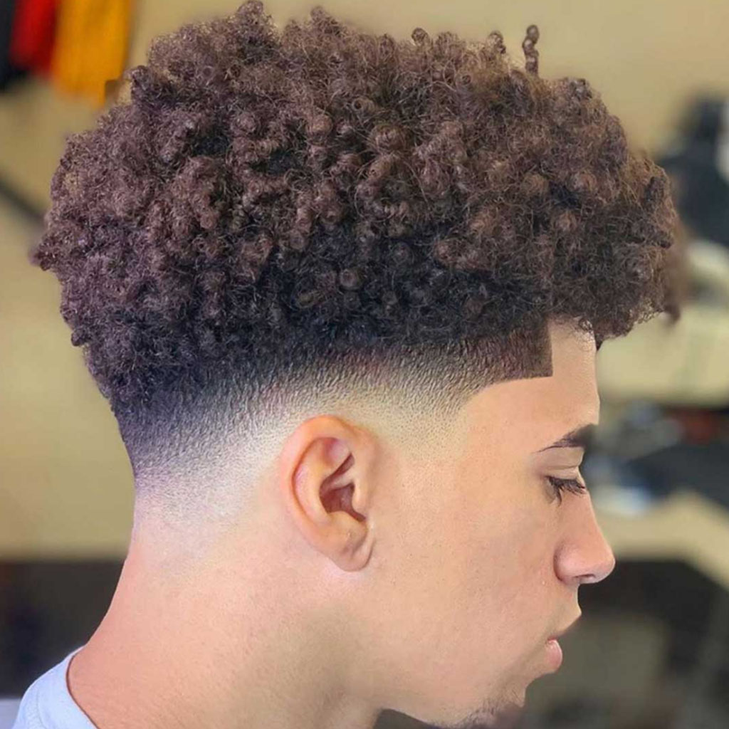 Curly Hairstyle for Men - Classic Taper Fade