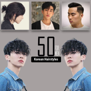 A collage of trendy and captivating Korean hairstyles for men showcasing style and creativity