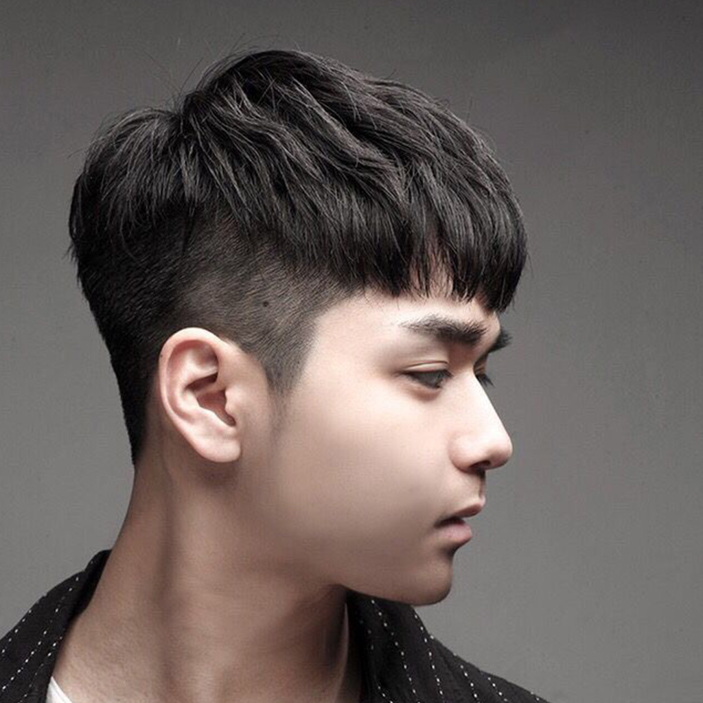 Korean man with a Korean shaggy pixie cut hairstyle