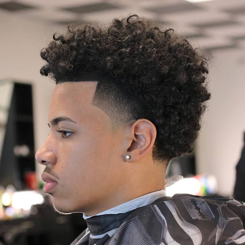 Curly Top Fade Hair styles for Men