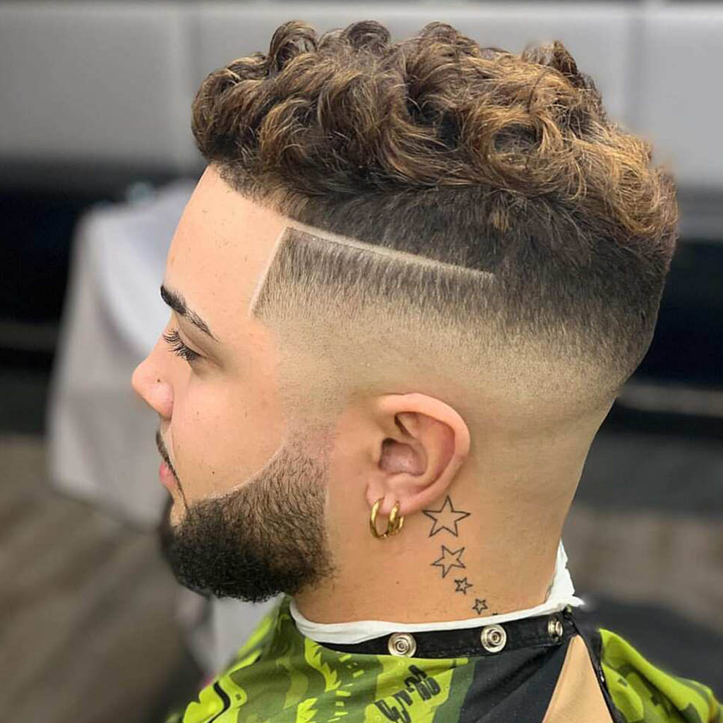 Curly High Fade with Part Hair style