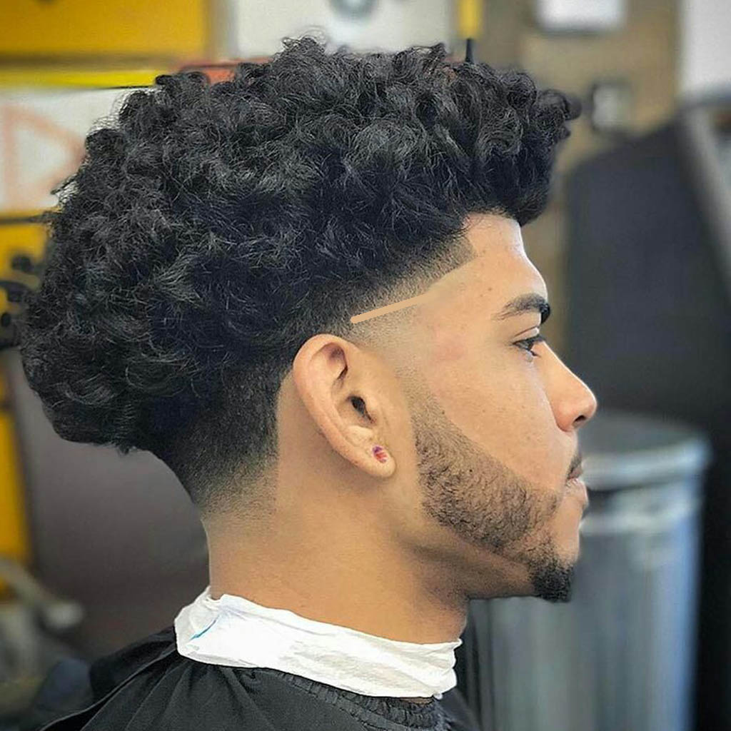 Curly Taper Fade with Line Up Hair style