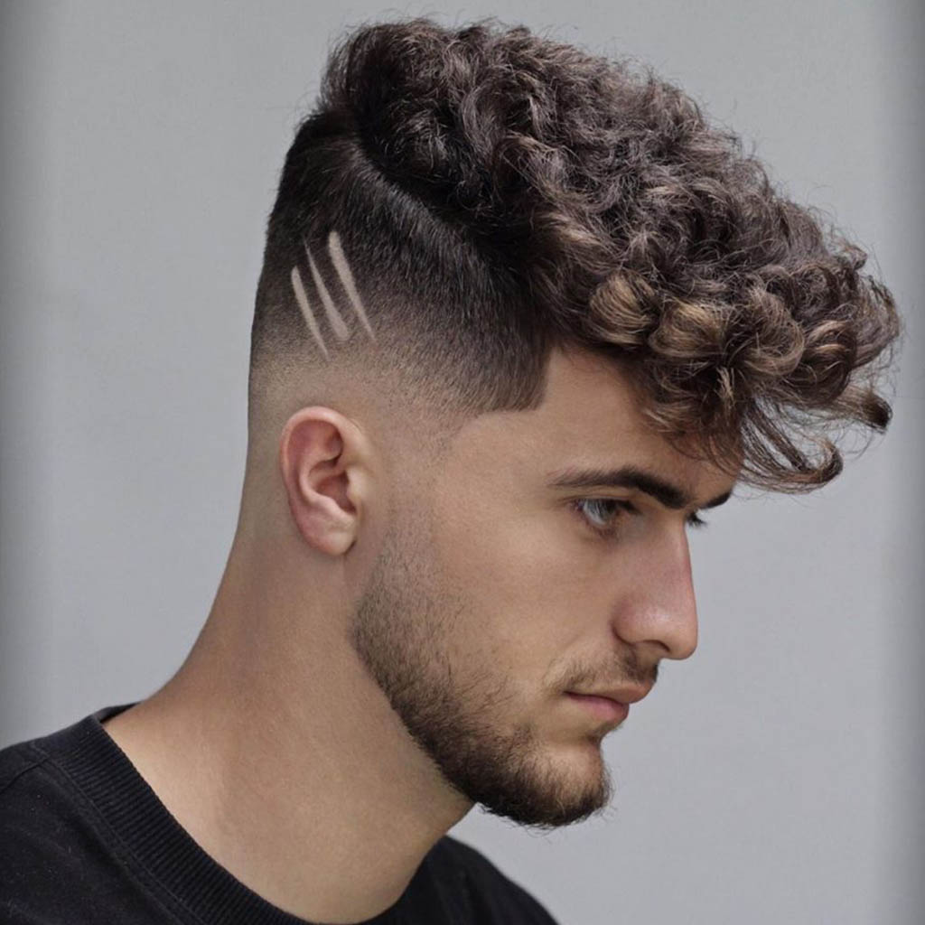 Curly Undercut Hairstyles Men with Tapered Sides