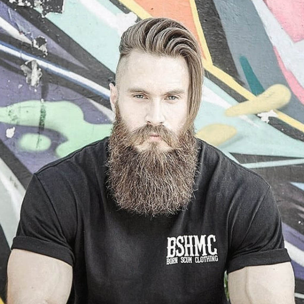 Man with long hair and beard