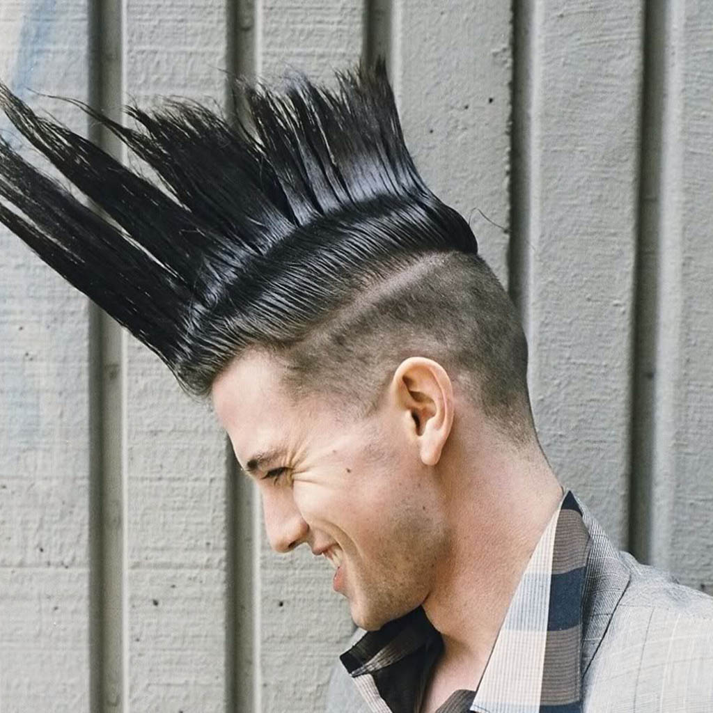 Man with a long hair mohawk hairstyle