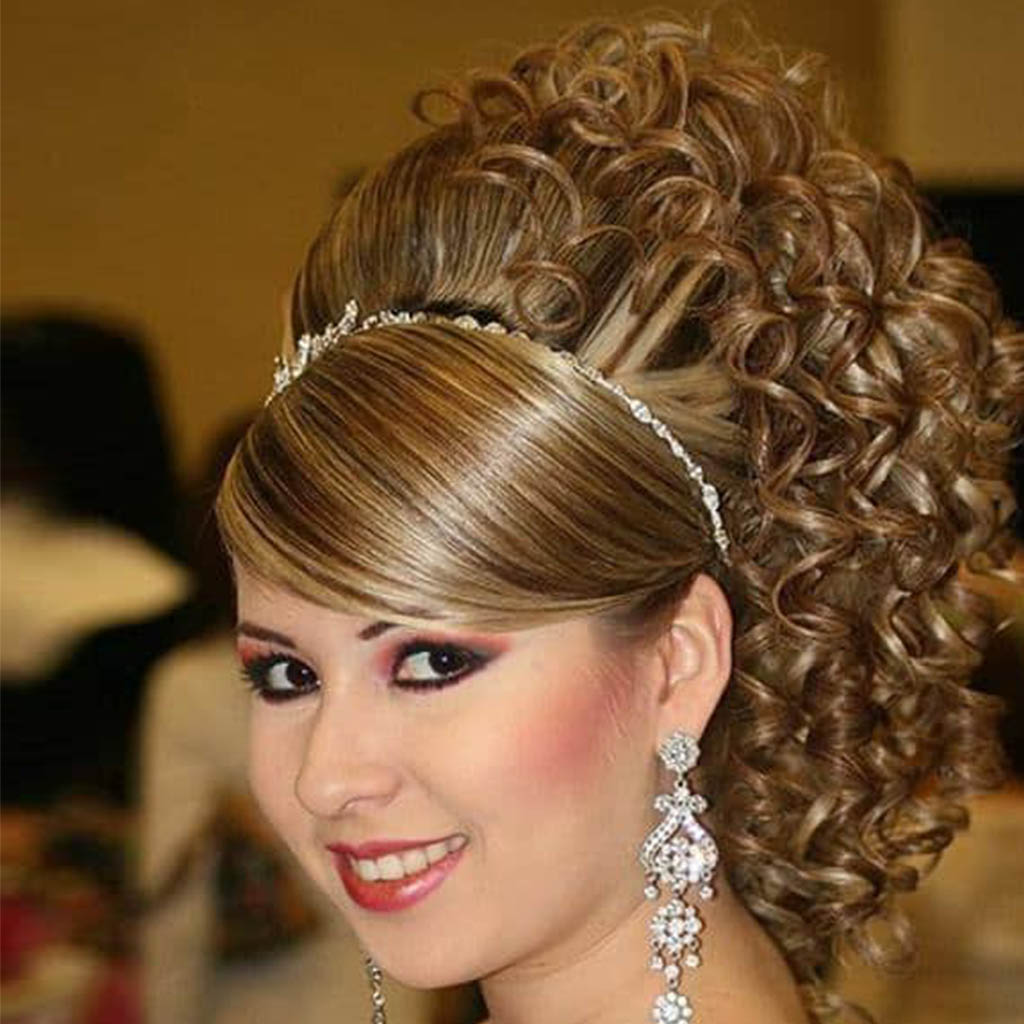 A collection of curly updo hairstyles, providing inspiration for elegant and glamorous looks.